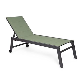 Konte Design Tumbona de jard&iacute;n con ruedas, textilene acolchado verde