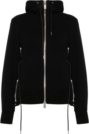 sacai Sponge Sweat zip-up hoodie - women - Polyester/Cotton/Nylon - 1 - Black