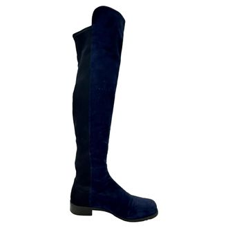Stuart Weitzman Pre-owned Womens Knee Length Boots in Navy Blue Suede - Size 38.5 EU/IT