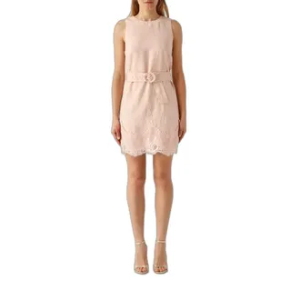 Twinset Mini abito in lino con inserti in pizzo - - Dresses - Donna - Rosa - M