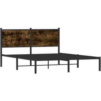 vidaXL Metal Bed Frame without Mattress Smoked Oak 150x200 cm King Size Vidaxl