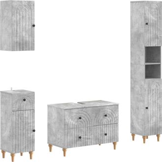 vidaXL Juego De Armarios De Ba&ntilde;o De 4 Piezas Alkmaar Gris Hormig&oacute;n Vidaxl
