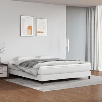 vidaXL Vidaxl - Cama Box Spring Con Colch&oacute;n Cuero Sint&eacute;tico Blanco 160x200 Cm