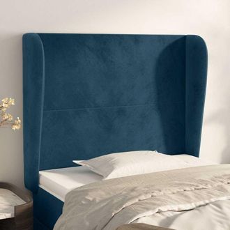 vidaXL Vidaxl Cabecero Con Orejas De Terciopelo Azul Oscuro 93x23x118/128 Cm