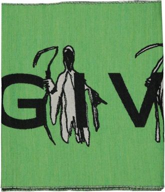 Givenchy Logo Wollen Sjaal - Heren - Wintersjaals - Groen - ONE Size - Wol - Accessoires