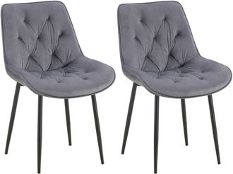 Clp Clp - Lote De 2 Sillas De Comedor Terciopelo Wallace Gris Oscuro