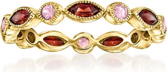 RS Pure by Ross-Simons Garnet and. Pink Sapphire Geometric Eternity Band in 14kt Yellow Gold