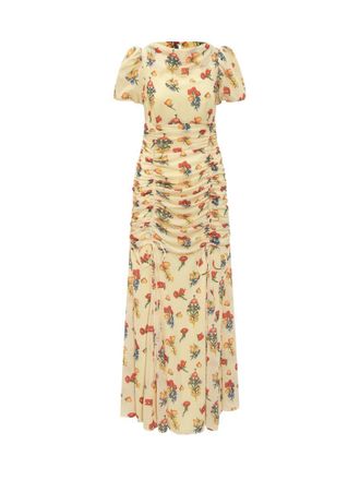 De La Vali Ruched Flower Dress