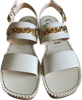 Gucci Cream leather chain embellished sandals Size 39