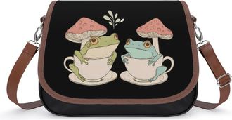 Generic Teacups Frogs Mushroom Small Womens Crossbody Bags Shoulder Handbag with Adjustable Strap for Travel