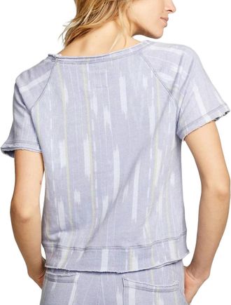 Chaser Linen French Terry Short Sleeves Raglan Top In Ikat Print