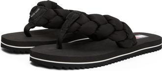 Tommy Jeans Zehentrenner TOMMY JEANS BRAIDED THONG BEACH SANDAL, Damen, Gr. 36, schwarz, Textil, Schuhe Zehentrenner, Dianette, Sommerschuh mit geflochtener, watt