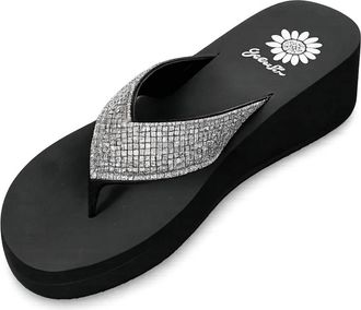 Yellow Box Womens Tari Flip-Flops In Black/ Clear