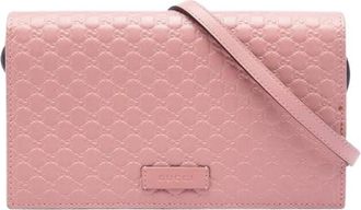Gucci Pre-owned Embossed Leather Crossbody Bag - Dames - Vintage Schoudertas - Roze - ONE Size - Leer - Vintage
