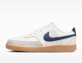 Nike Mens Court Vision Low Sneaker In Sail/gum Light Brown/light Iron Ore/midnight Navy