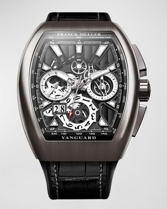 Franck Muller Mens 45mm Titanium Vanguard Chronograph Watch with Skeleton Dial