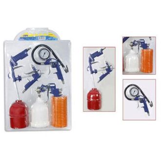 Trade Shop Trade Shop - Kit Utensili Aria Per Compressore 5 Pezzi Aerografo Pistola Tubo Manometro