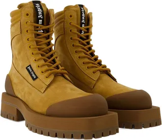 Palm Angels Womens Lug-Sole Leather Boot Beige