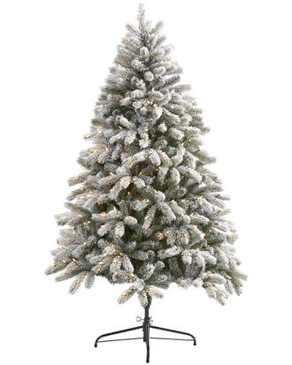 Nearly Natural 6Ft Flocked South Carolina Spruce Artificial Christmas Tree