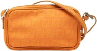 Fendi Pre-owned Canvas Crossbody - Dames - Vintage Schoudertas - Oranje - ONE Size - Leer - Vintage