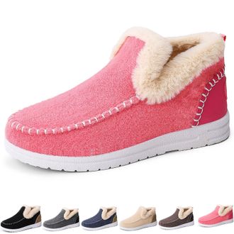 Generic Cozy Orthopedic Fleece Slip-On Boots, Winter Warm Plush Lined Non-Slip Comfort Shoes, for Men and Women (Pink,11.5)