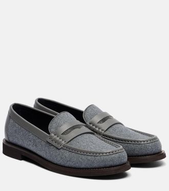 Brunello Cucinelli Monili leather-trimmed loafers