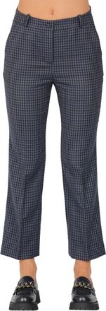 Rosso35 Geruite flare broek in fantasie stijl - Dames - Vrijetijds broeken - Blauw - S - Polyester - Broeken