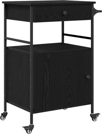 vidaXL Carro de Cocina Roble Negro 56 x 43 x 89.5 cm Vidaxl