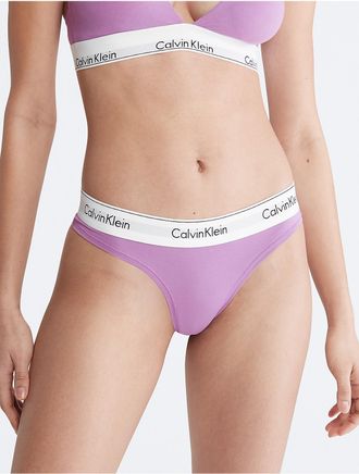 Calvin Klein Womens Icon Cotton Modal Thong - Purple - XL