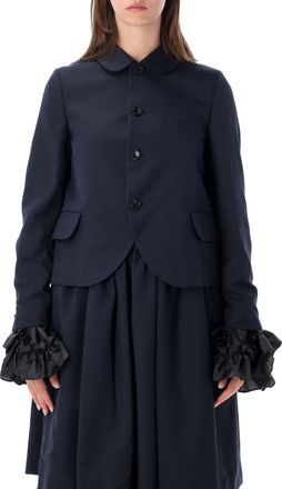 Comme Des Gar&ccedil;ons Structured Round-Collar Ruffle-Cuff Blazer