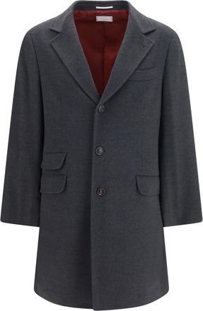 Brunello Cucinelli Dark Grey Notched Lapel Coat