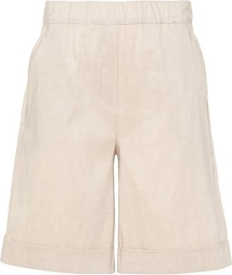 D.exterior High-waisted Tailored Shorts - Dames - Korte Broeken - Beige - XS - Linnen - Korte Broeken