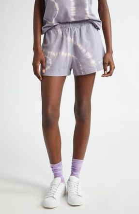 Sporty & Rich Serif Tie Dye Logo Cotton Disco Shorts in Easter Egg Tie Dye at Nordstrom Rack, Size X-Large