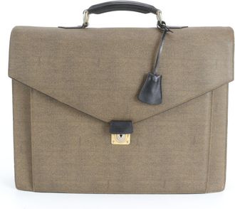 Fendi Brown Leather Coated Canvas Briefcase (Pre-Owned)