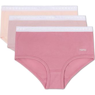MeMoi Girls 3 Pair Pack Solid Chromatic Rose Briefs in Pink Mix at Nordstrom, Size 16P