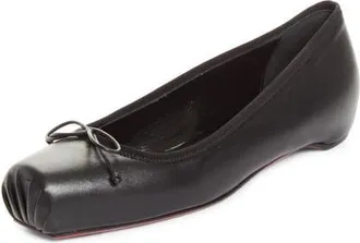 Christian Louboutin Cassia Nodo Ballet Flat in B439 Black/lin Black at Nordstrom, Size 37.5
