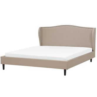 Beliani Cama Doble Tapizada Beige 180 X 200 Cm Con Somier Y Cabecero Estilo Glamour Colmar