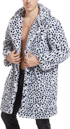 Generic Ken Costume Men Warm Thick Coat Faux Fur Jacket Cardigan Overcoat Winter Coat Cosplay Furry TrenchPlus Size Fleece Windbreaker Hip Hop Mid-Long Parka 