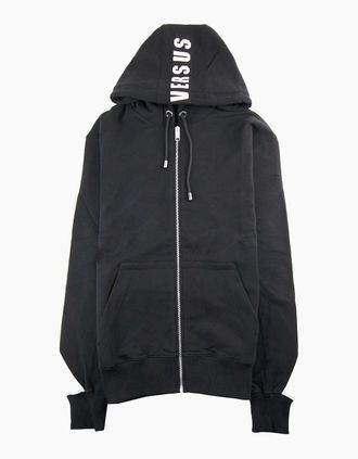 Versus Mens Versace Versus Tape Logo Hooded Sweatshirt Black - Size: 38/Regular