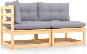 vidaXL Set De Muebles De Jard&iacute;n 2 Pzas Con Cojines Madera Maciza Pino Vidaxl