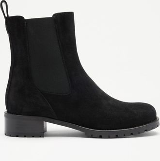 Russell & Bromley FIRTH Womens Black Suede Toe Cap Heel Chelsea Boot