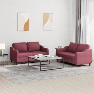 vidaXL Vidaxl - Juego De Sof&aacute;s Con Cojines 2 Piezas Tela Rojo Tinto