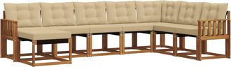 vidaXL Conjunto De Sof&aacute;s De Exterior 8 Uds. Natural Y Beige Vidaxl