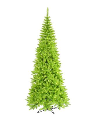 Vickerman 7.5Ft Lime Fir Slim Artificial Christmas Tree, Lime Dura-Lit Led Lights