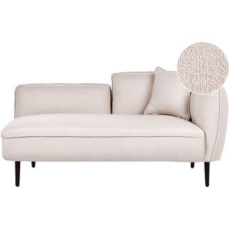 Beliani Beliani - Chaise longue de poliéster beige claro negro derecho bouclé patas de metal cojín Chevannes