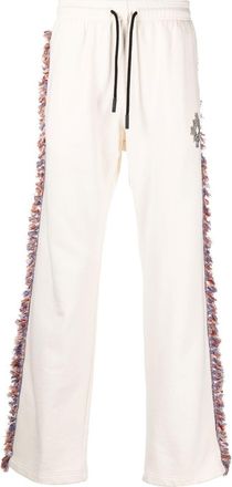 Marcelo Burlon fringe-detailing jersey track-pant - men - Cotton - L - Neutrals