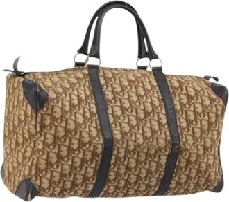 Dior Pre-owned Weekend Bags, female, Beige, Size: ONE SIZE Pre-owned Trotter Canvas Boston Bag