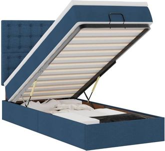 vidaXL Estructura De Cama Otomana Con Colch&oacute;n Tela Azul 90x190 Cm Vidaxl