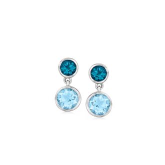 Ross-Simons London and Sky Blue Topaz Drop Earrings in Sterling Silver