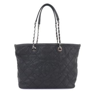 Chanel Black Grained Calfskin Handbag Tote Bag (Pre-Owned)